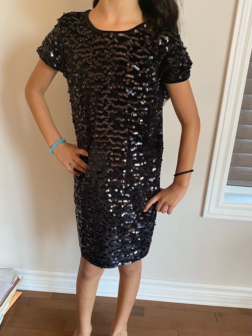 Elegant Black Sequin Kids Formal Dress
